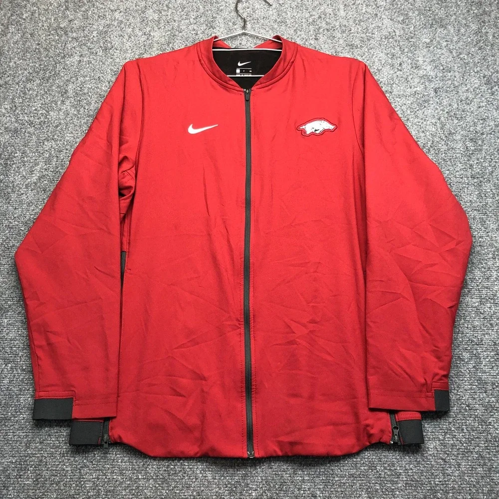 Nike Arkansas Razorbacks Full Zip Jacket Mens Small Red Athletic Windbreaker
